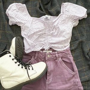 Hollister Co. Gingham Tie Front Crop Cami - Women | Color: Purple | Size: XS